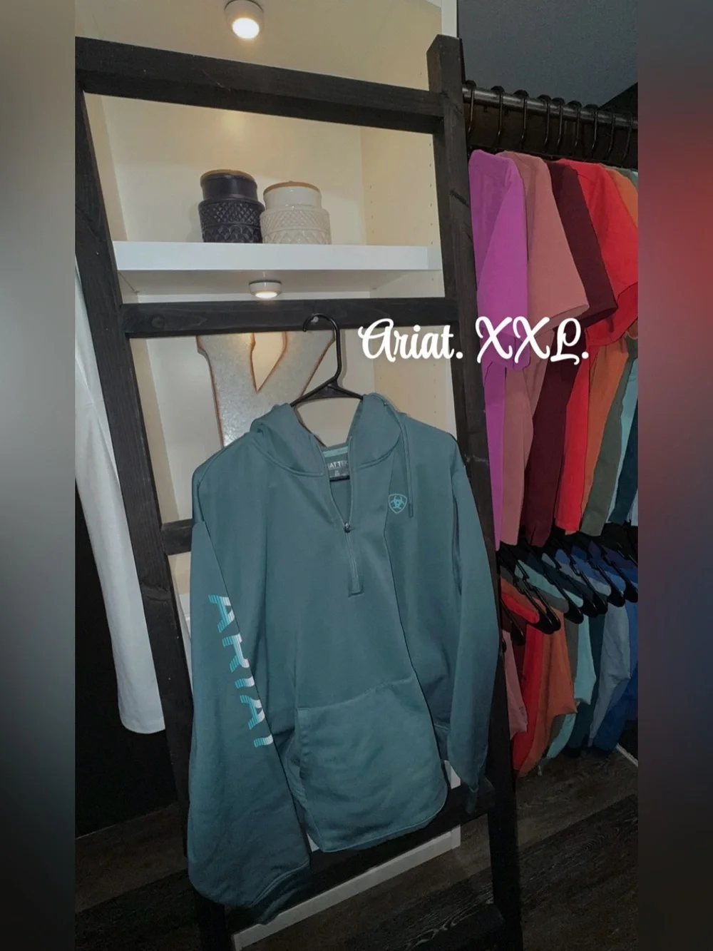 Ariat Teal Half-Zip Hooded Pullover